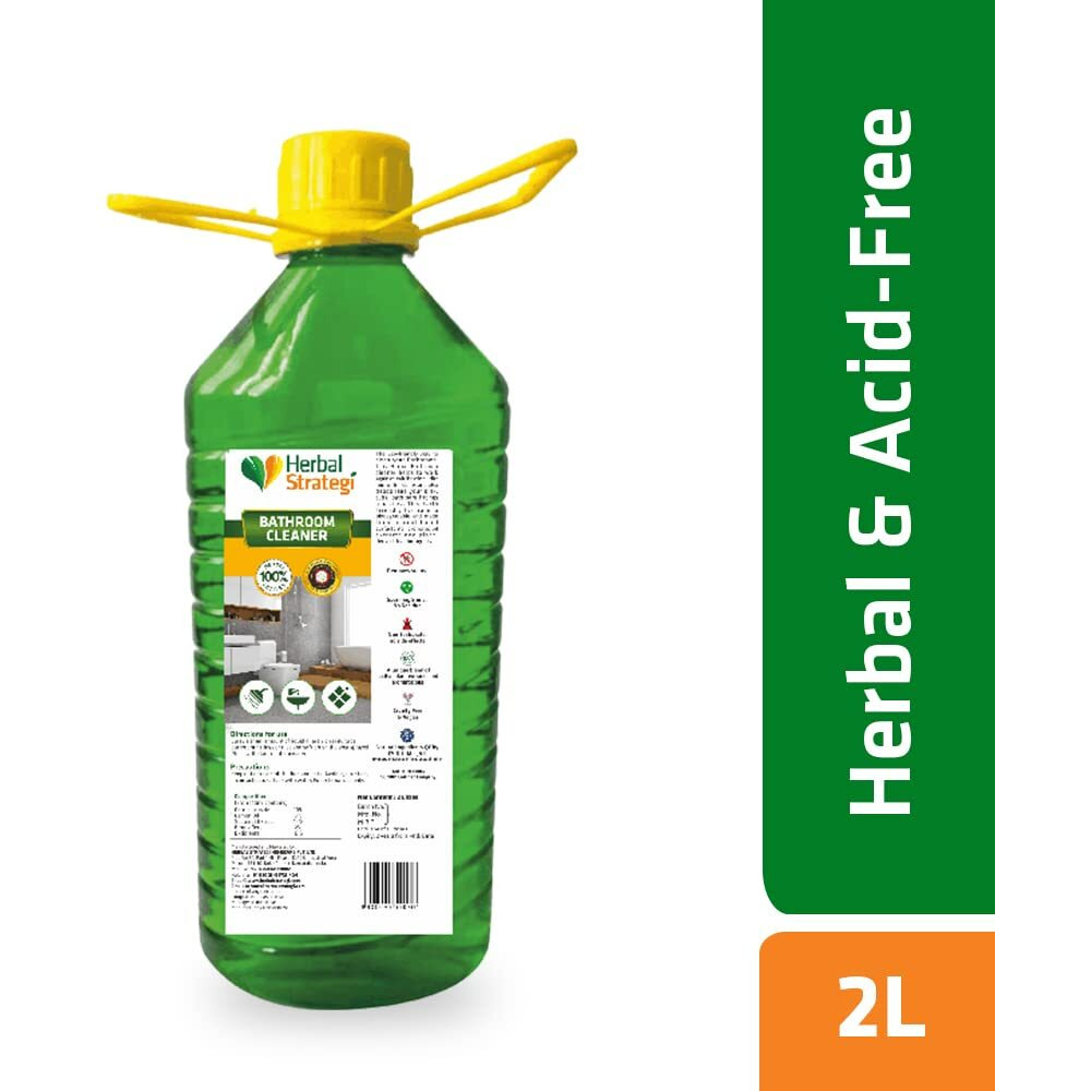 Herbal Strategi Bathroom Cleaner Spray For All Surfaces & Bathroom Fittings - 2L Refill (Lemon Oil)