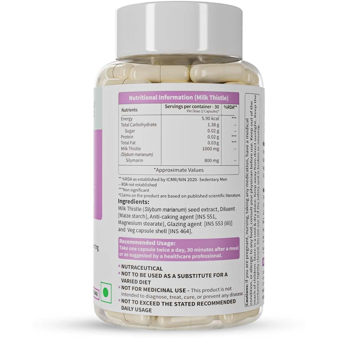 Neuherbs Milk Thistle - 60 Capsules| Liver Detox Supplement With 800 Mg Of Silymarin | Supports Healthy & Strong Liver