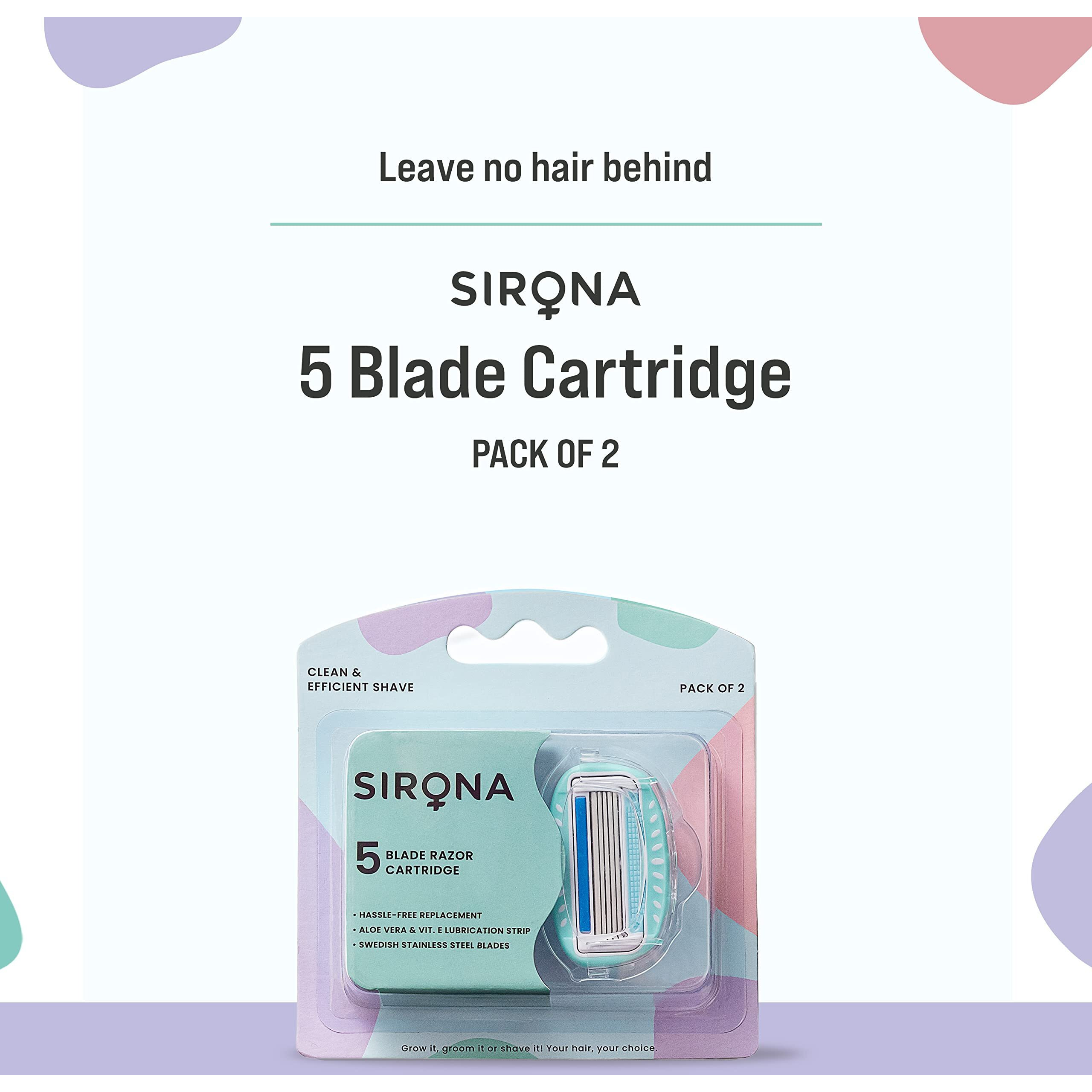 Sirona Hair Removal Razor Blades/Refills/Cartridges For Women  Pack Of 2 | 5 Swedish Stainless Steel Blades | With Aloe Vera & Vitamin E Lubrication Strip