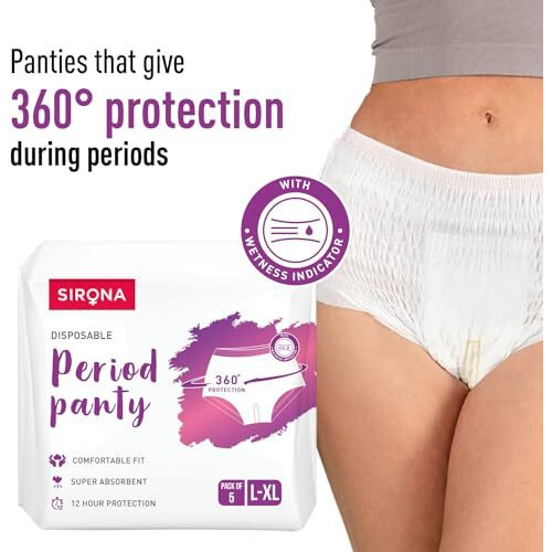 Sirona Disposable Period Panties For Women | L  Xl | 360 Sanitary Protection For Heavy Flow | No Leakage, No Rashes, No Discomfort | Maternity Panties With High Absorbency | Pack Of 5