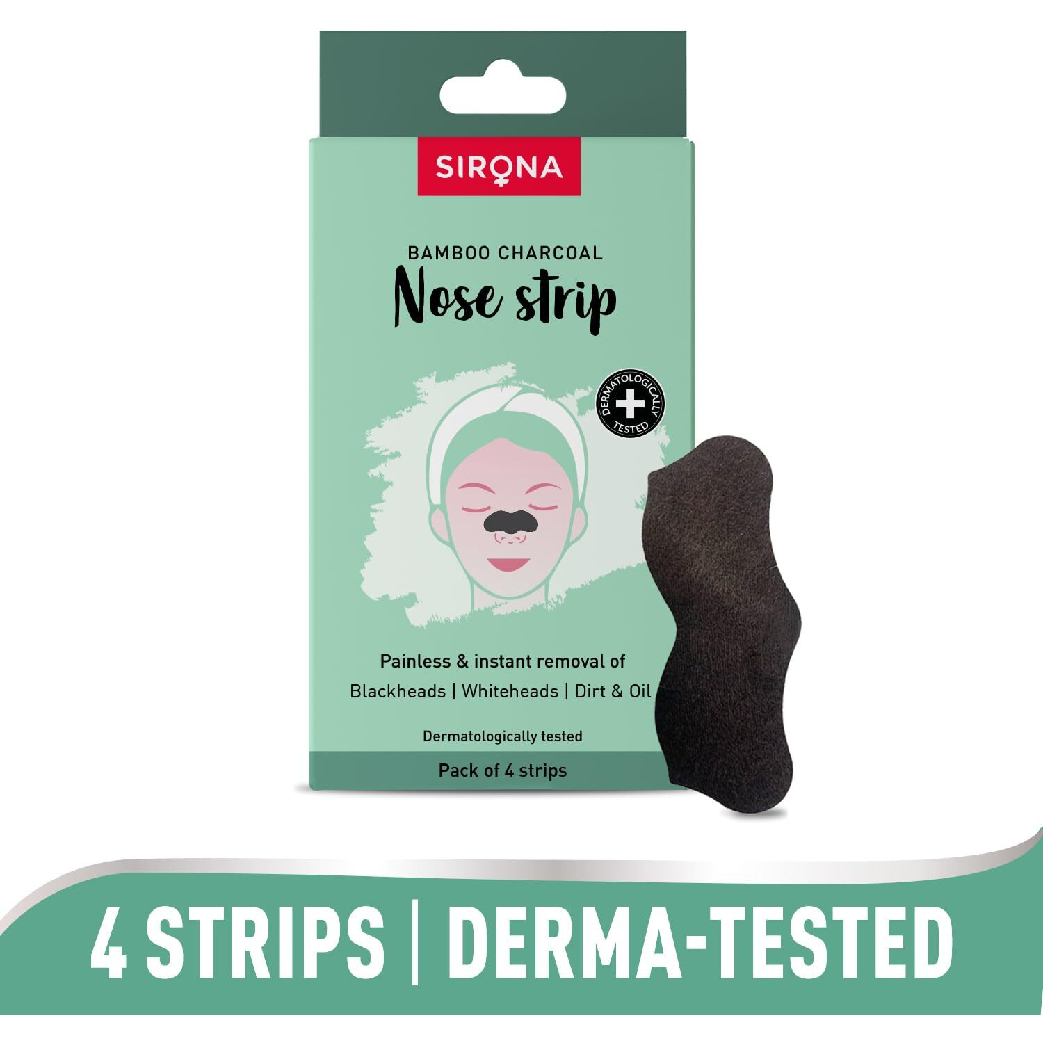 Sirona Blackhead Remover Bamboo Charcoal Nose Strips For Women  Pack Of 4 | Painless & Instant Removal Of Whiteheads, Blackheads, Pore Cleanser, Dirt & Oil
