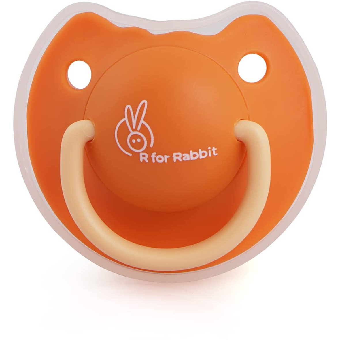 R For Rabbit Baby Tusky Pacifier Ultra Light Soft Silicone Nipple, Orthodontic Design, Bpa-Free For Kids Of 6 Months +|Large|Orange