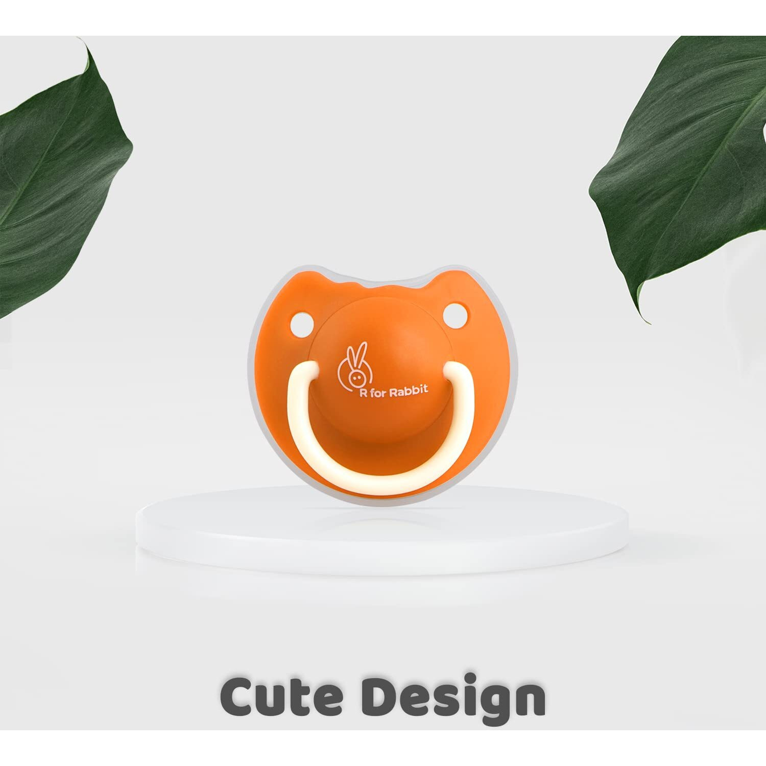 R For Rabbit Baby Tusky Pacifier Ultra Light Soft Silicone Nipple, Orthodontic Design, Bpa-Free For Kids Of 6 Months +|Large|Orange