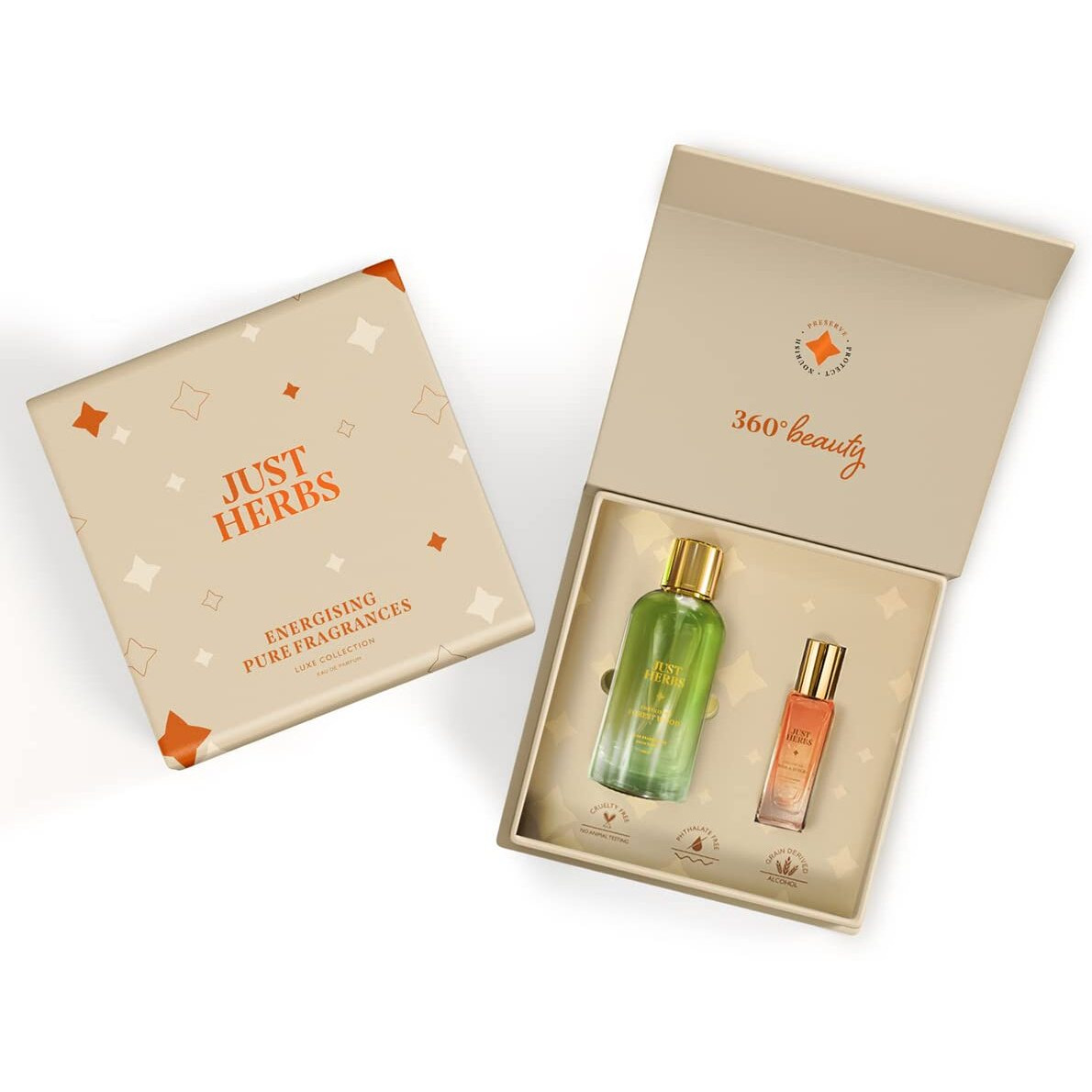 Just Herbs Luxe Collection Eau De Parfum Gift Set For Men And Women, Forest Wood Silk & Spice (100 + 20Ml)