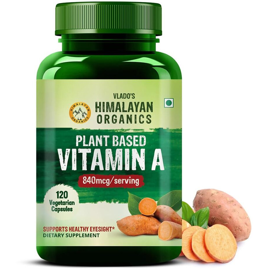 VladoS Himalayan Organics Plant-Based Vitamin A Supplement Supports Healthy Eye Sight | Natural Anti-Oxidant (120 Capsules)