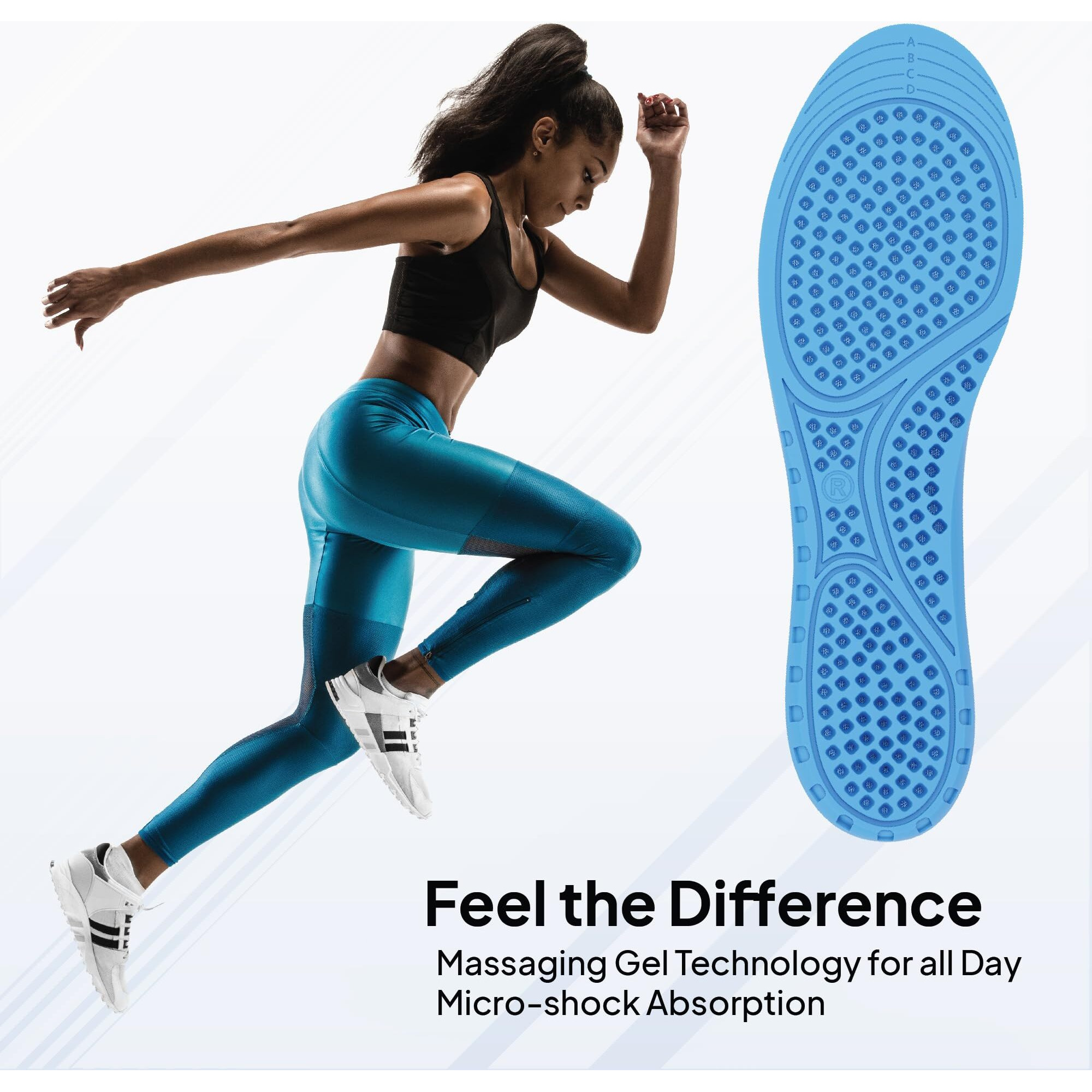 Gelride Regular Shoe Featherlite Insole For Walking, Running, Sports, Formal And Safety Shoes - Support Heel, Arch And Ball Of Foot, All Day Comfort - Made In India (Pack Of 2 Pair, 5-9 Uk)