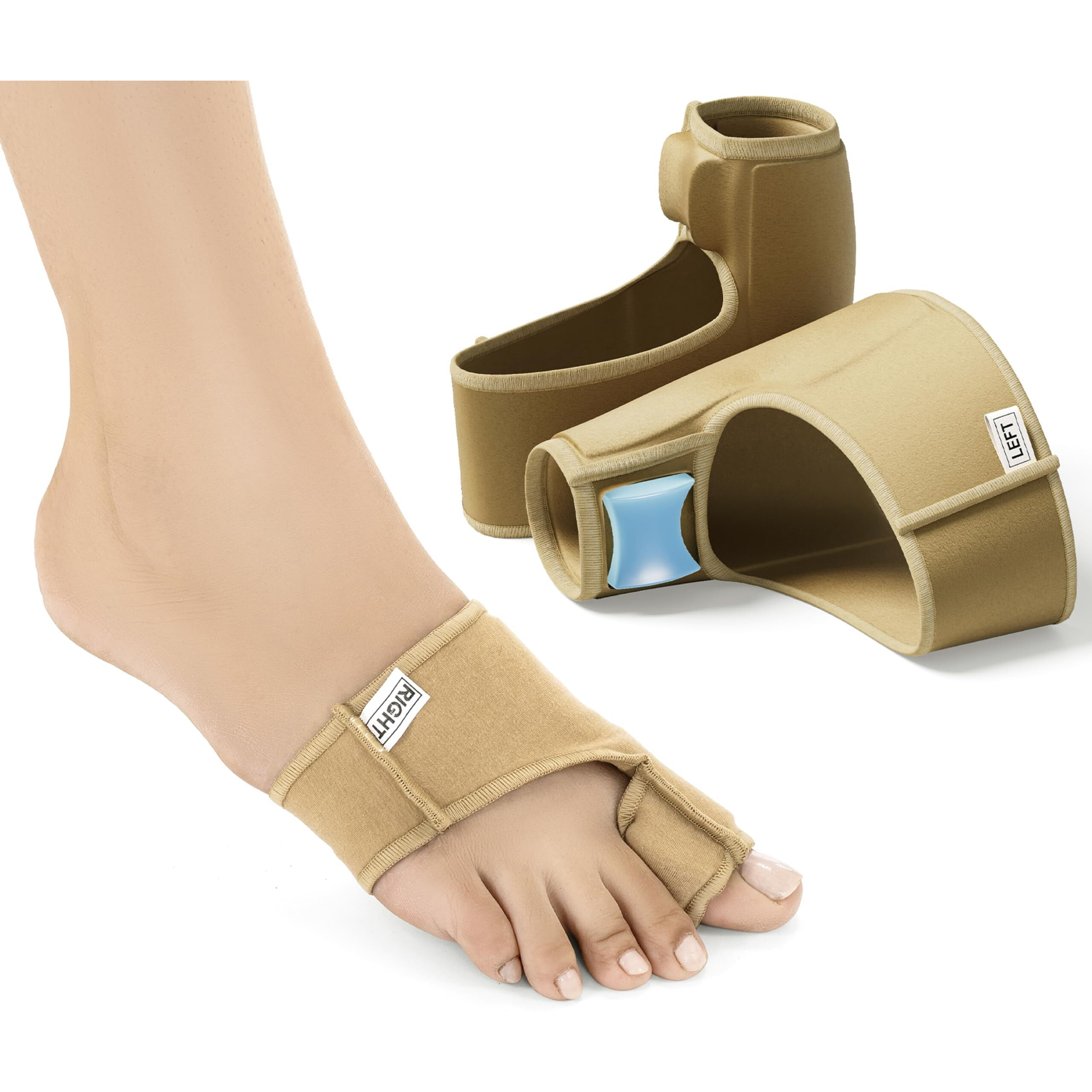 Fovera Bunion Corrector Cotton Sleeves With Gel Toe Separator And Gel Guard Pad, Hammer Toe And Hallux Valgus Corrector For Women & Men | Made In India (Brown, S Size, 1 Pair)
