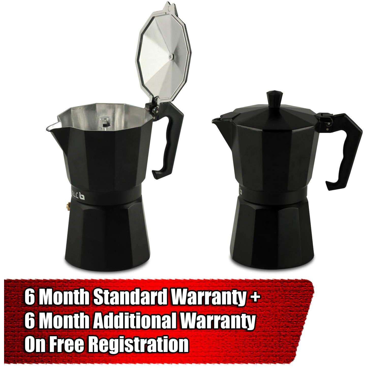 Ibell Mp6370S Classic 6 Cup Moka Pot Espresso Maker/Percolator/Filter Coffee Maker, Italian Espresso - Black