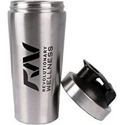 Revolutionary Wellness Stainless Steel Black Shaker Bottle - 700Ml For Protein Shake 100% Leakproof | Free Rw Plant Protein Drink Mix (Steel/Silver)