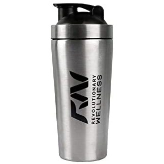 Revolutionary Wellness Stainless Steel Black Shaker Bottle - 700Ml For Protein Shake 100% Leakproof | Free Rw Plant Protein Drink Mix (Steel/Silver)