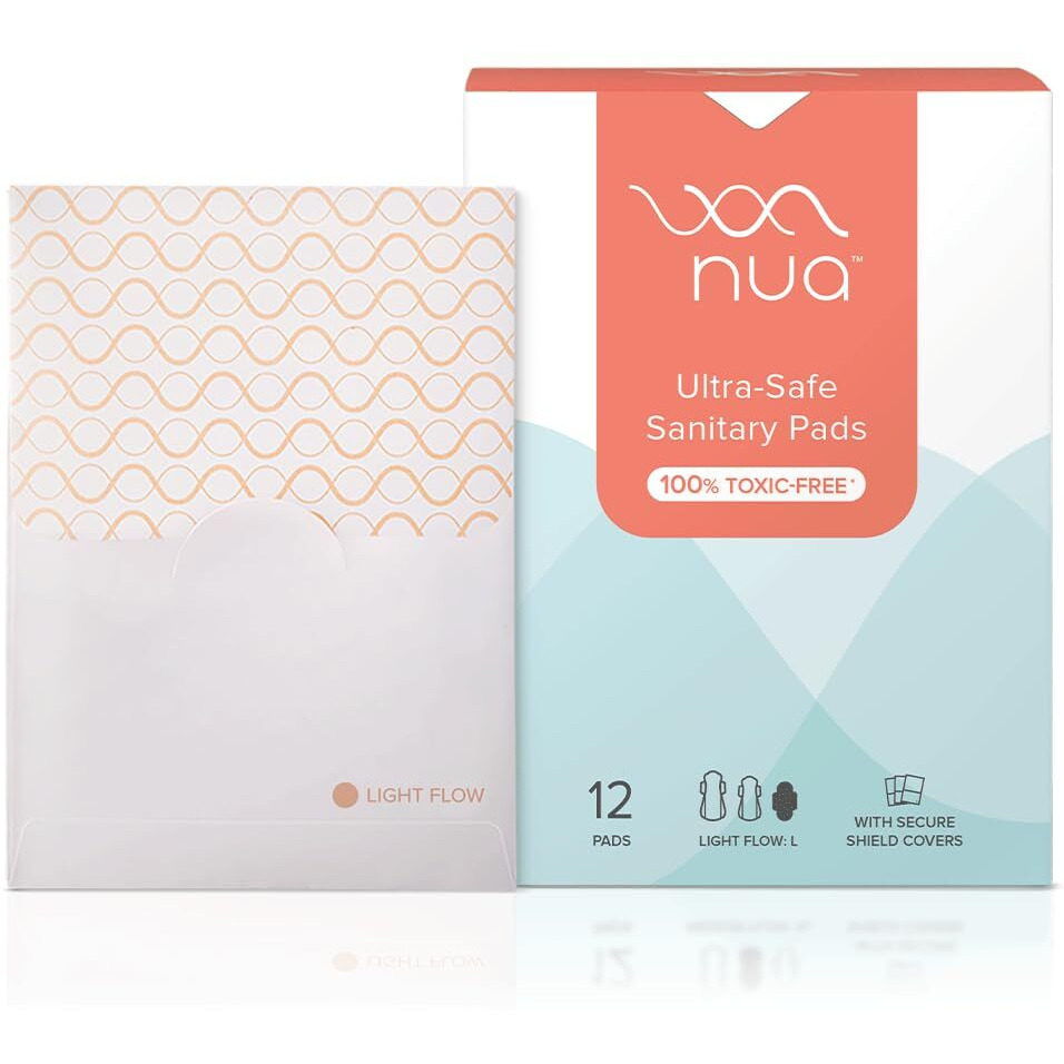 Nua Ultra-Safe Sanitary Pads For Women | 12 Ultra Thin Pads | Light-L | Safe On Skin | Toxic-Free & Rash-Free | Unscented | Leakproof | With 12 Secure Shield Covers| Made Safe