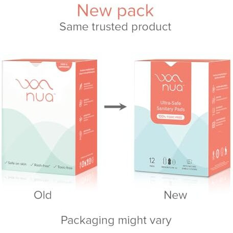 Nua Ultra-Safe Sanitary Pads For Women | 12 Ultra Thin Pads | Medium-Xl | Safe On Skin | Toxic-Free & Rash-Free | Unscented | 50% Wider Back | Leakproof | With 12 Secure Shield Covers| Made Safe