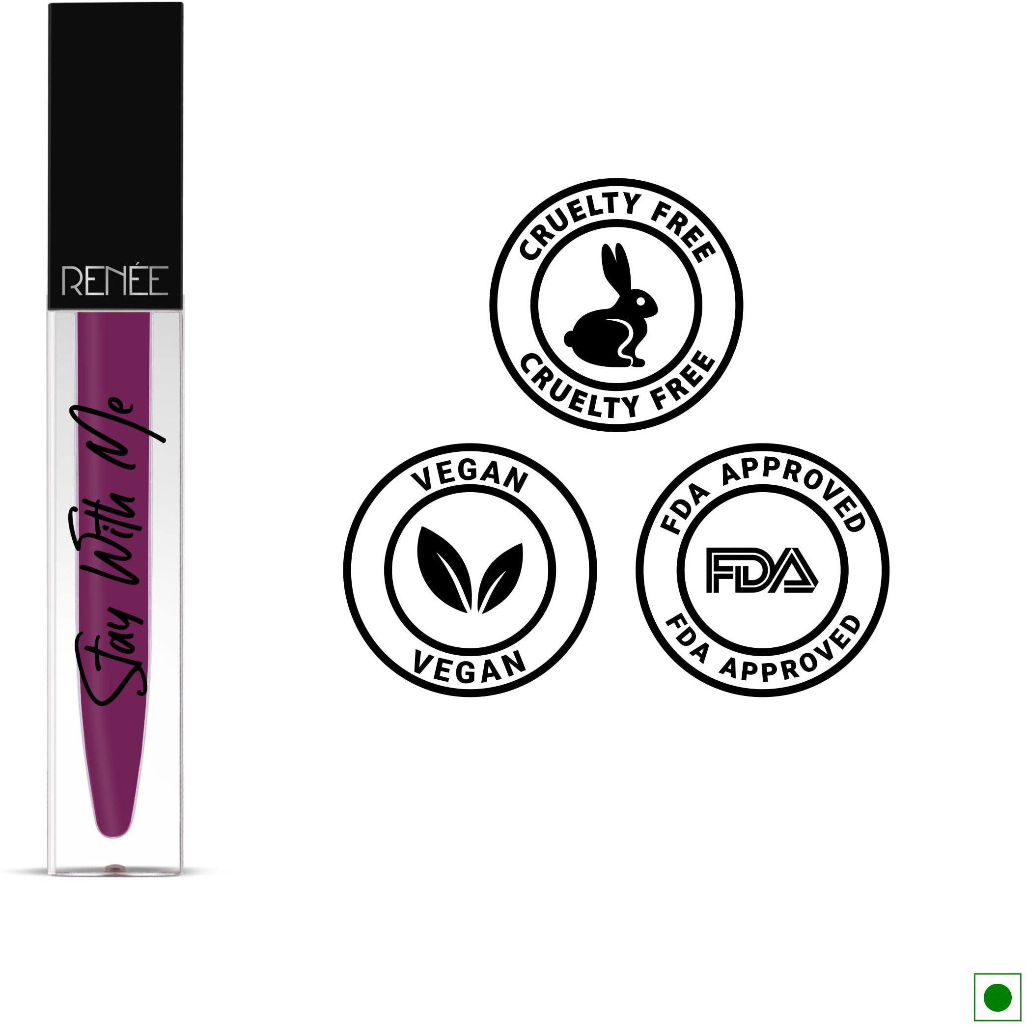 Renee Stay With Me Matte Liquid Lipstick, Long Lasting, Non Transfer, Water & Smudge Proof, Light Weight Liquid Lipstick, Thirst For Wine, 5Ml