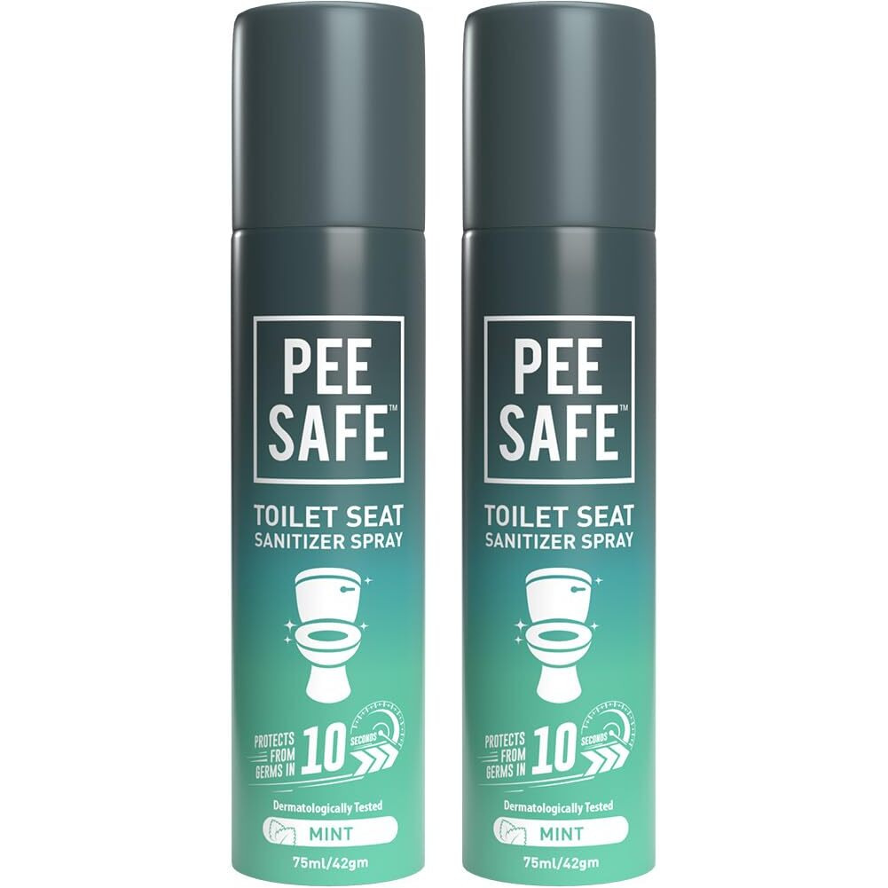 Pee Safe Toilet Seat Sanitizer Spray (75Ml - Pack Of 2) - Mint| Reduces The Risk Of Uti & Other Infections | Protects From 99.9% Germs & Travel Friendly | Anti Odour, Deodorizer