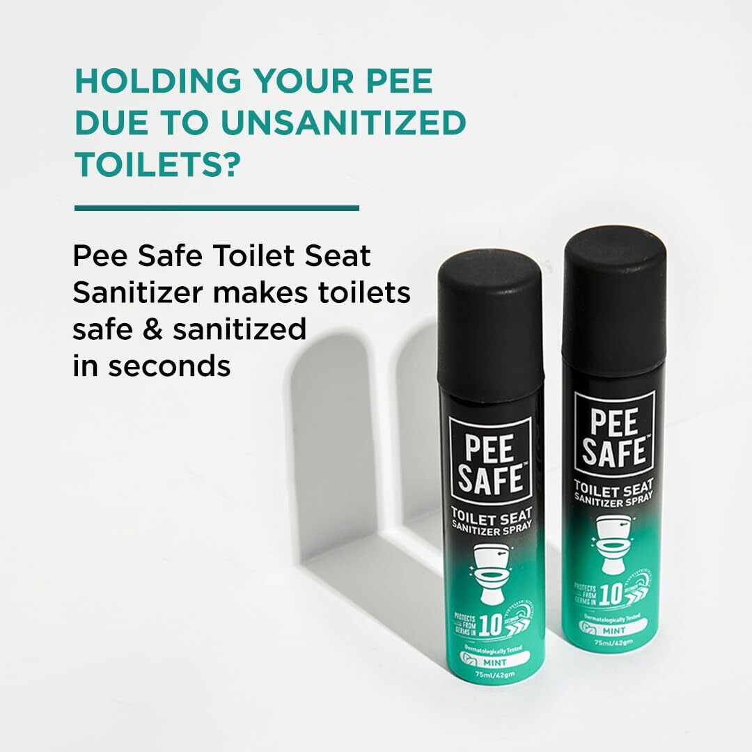 Pee Safe Toilet Seat Sanitizer Spray (75Ml - Pack Of 2) - Mint| Reduces The Risk Of Uti & Other Infections | Protects From 99.9% Germs & Travel Friendly | Anti Odour, Deodorizer