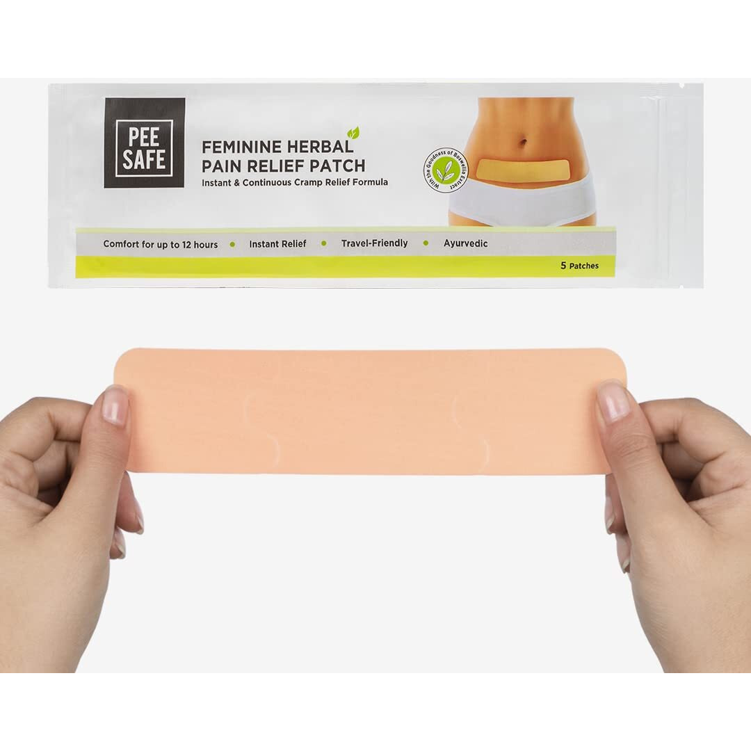 Pee Safe Feminine Herbal Pain Relief Patches (Pack Of 5) | Natural Pain Relief Patches | No Side Effects | Sleek Design | Comfort For Upto 12 Hours