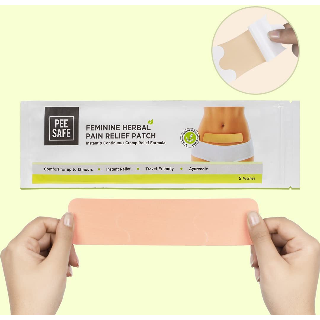 Pee Safe Feminine Herbal Pain Relief Patches (Pack Of 5) | Natural Pain Relief Patches | No Side Effects | Sleek Design | Comfort For Upto 12 Hours