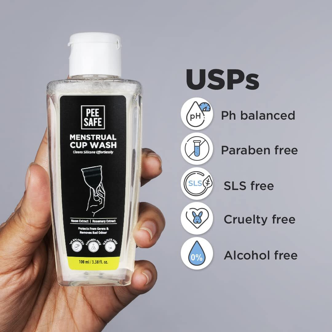 Pee Safe Menstrual Cup Wash 100Ml | Orange Fragrance | Maintains Cup Hygiene | Wash Your Period Cup In A Hygienic Way