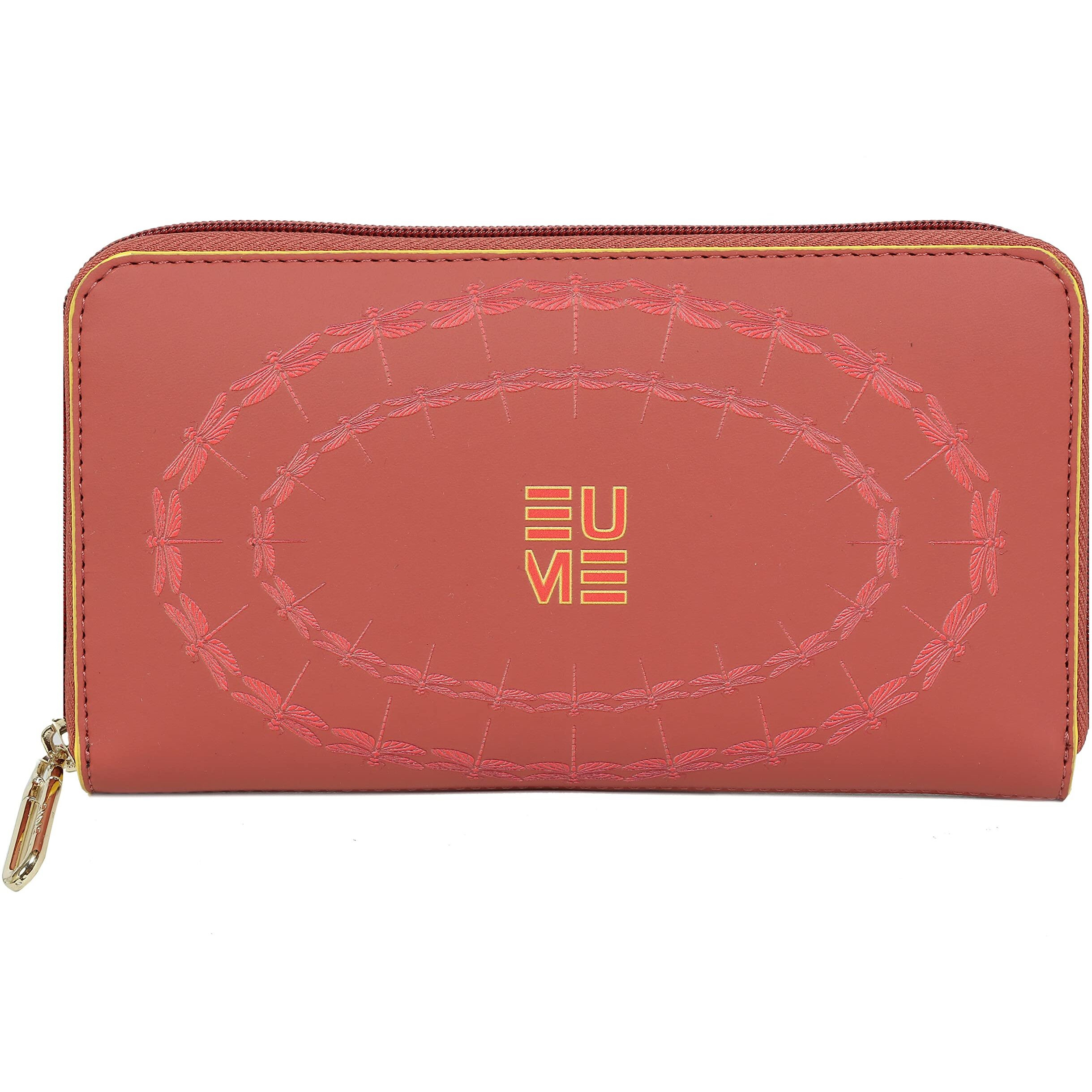 Eume Bandwing Vegan Leather Dragonfly Uv Printed Wallet For Women | Ladies Purse With Card Holders Phone Pocket | Purse For Women |Hot Sauce Red Color