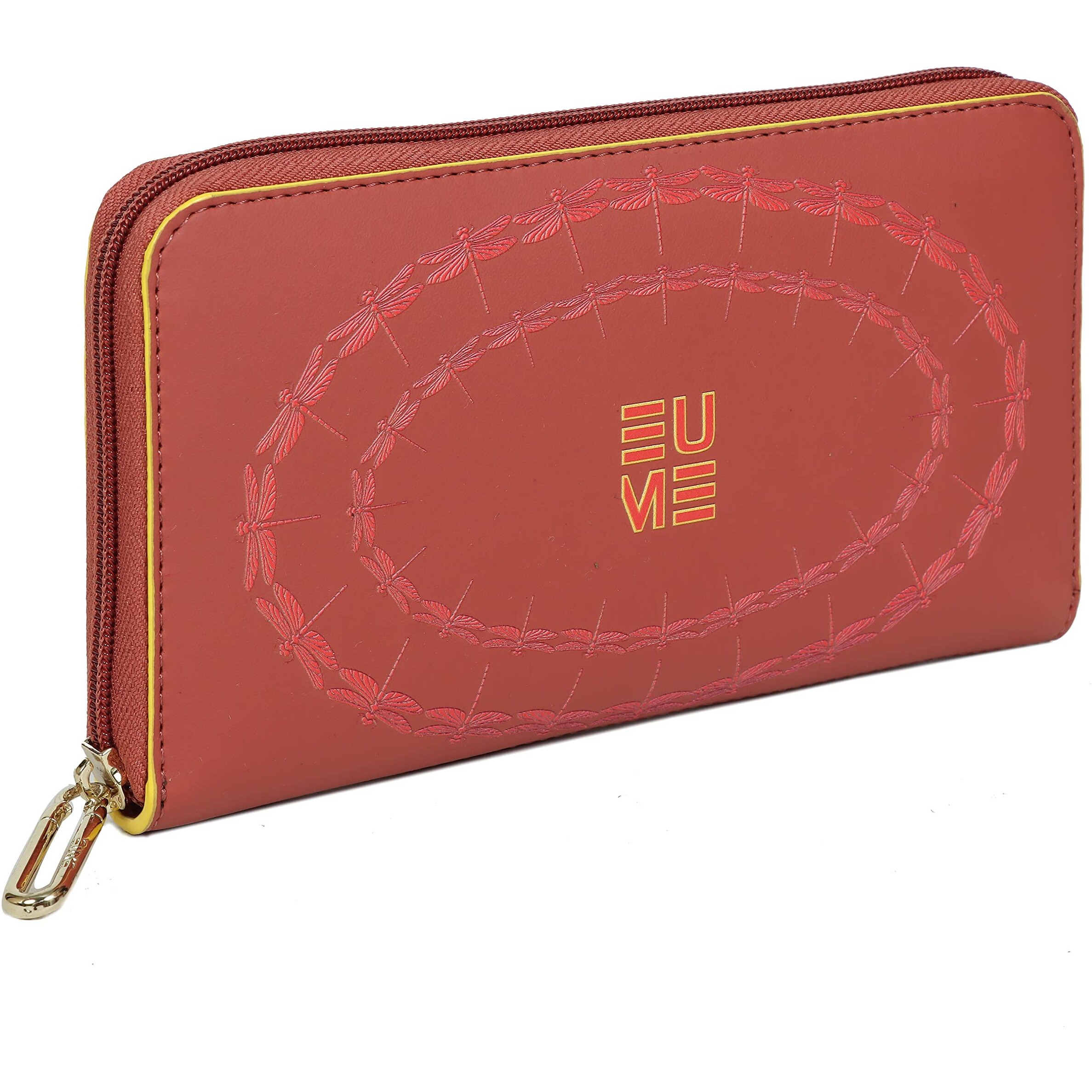Eume Bandwing Vegan Leather Dragonfly Uv Printed Wallet For Women | Ladies Purse With Card Holders Phone Pocket | Purse For Women |Hot Sauce Red Color
