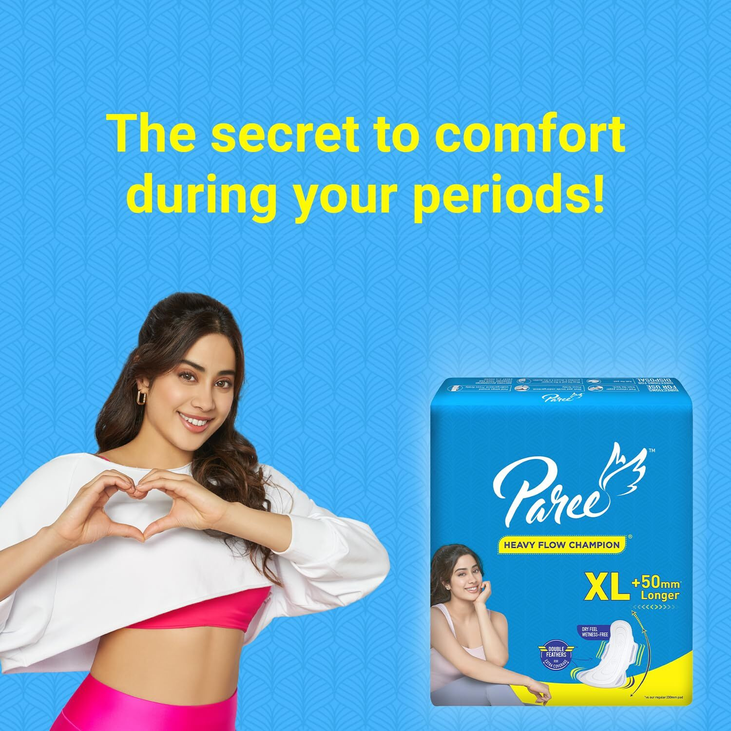 Paree Dry Comfort Xl 40 Pads | Wider Back For Extra Coverage |Quick Absorption | Mild Fragrance|Heavy Flow Sanitary Pads For Women