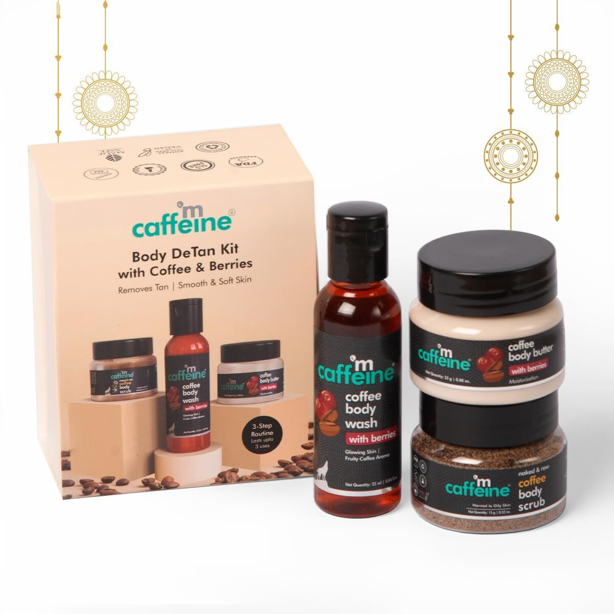 Mcaffeine Body Care Gift Set With Berries Body Wash, Body Scrub & Body Butter|Gift Set For Men And Women|Birthday Anniversary Wife Couples Gift Box With 3 Travel Sized Premium Products