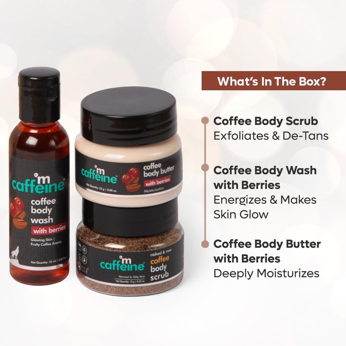 Mcaffeine Body Care Gift Set With Berries Body Wash, Body Scrub & Body Butter|Gift Set For Men And Women|Birthday Anniversary Wife Couples Gift Box With 3 Travel Sized Premium Products