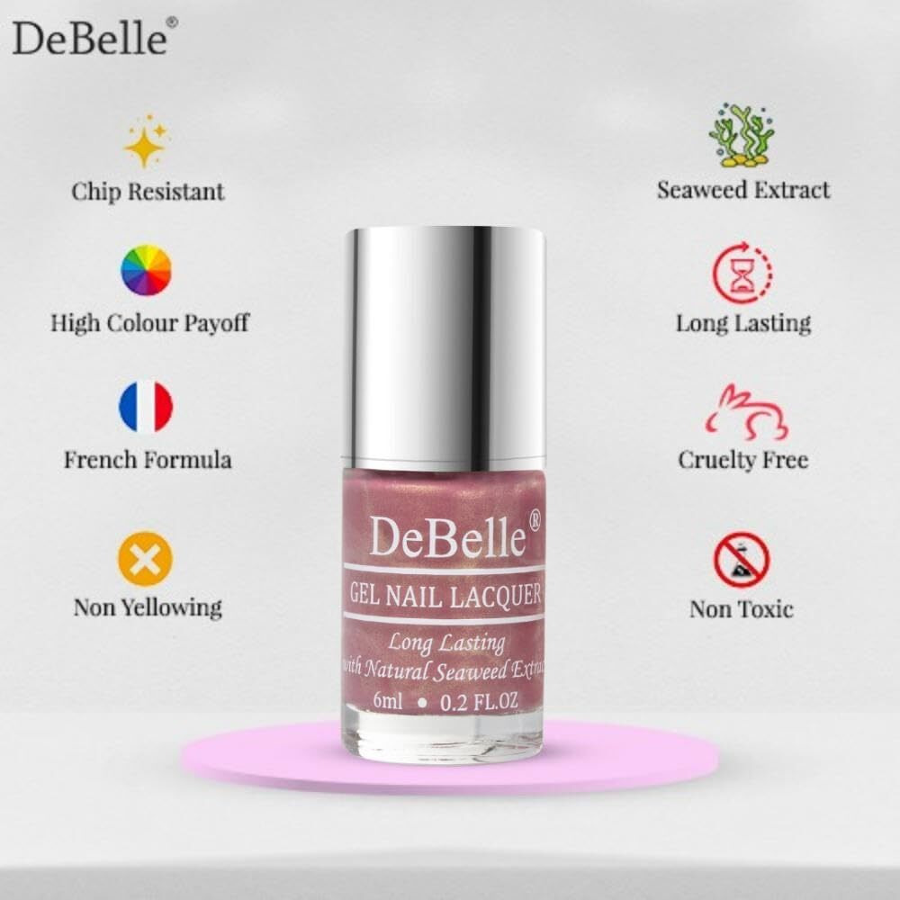 Debelle Gel Glossy Finish Nail Polish (Non- Uv) | Long Lasting | Seaweed Enriched |Chip Resistant | Toxic & Cruelty Free | 6Ml (Poise Nicole)