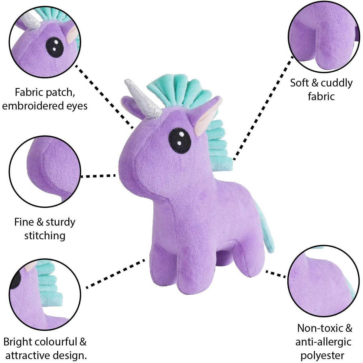 Furrendz Dazzling Unicorn 10" Plush|Animal Character Soft Toy-Unicorn|Furry Plush|Soft & Anti Allergic Fabric|Safe For Kids|Role Playtoy|Easy To Wash|Birthday&Return Gift For Kids 1+|Made In India