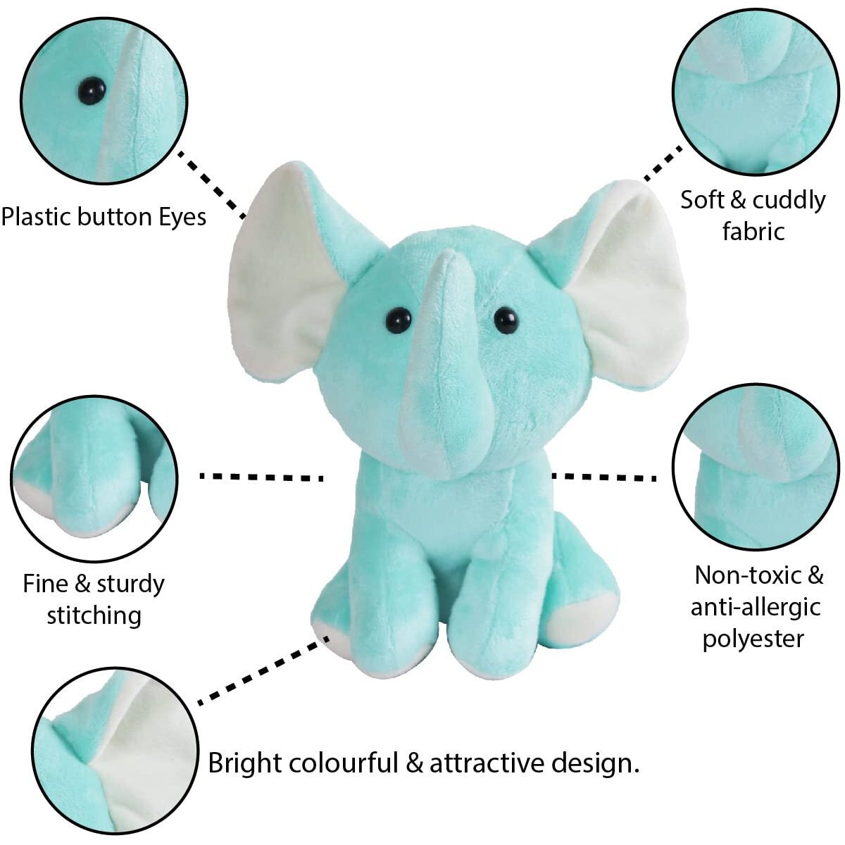 Furrendz Playful Eli 10" Plush|Animal Character Soft Toy-Elephant|Furry Plush|Soft & Anti Allergic Fabric|Safe For Kids|Role Playtoy|Easy To Wash|Best Birthday & Return Gift For Kids 1 +|Made In India
