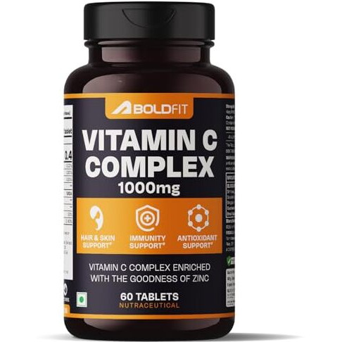 Boldfit Vitamin C Tablets With Amla & Orange Extract With Zinc Vitamin C Supplements Support Energy Immunity & Skin For Men & Women- 60 Tablets