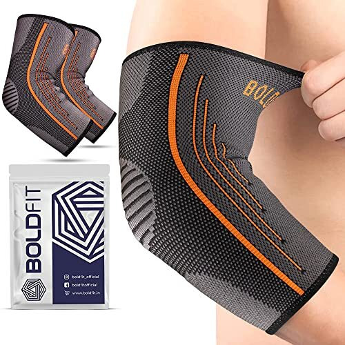 Boldfit Aluminium Elbow Support For Pain Relief Tennis, Tennis Elbow Support For Badminton Cricket & Sports-Small, For Gym Men & Women