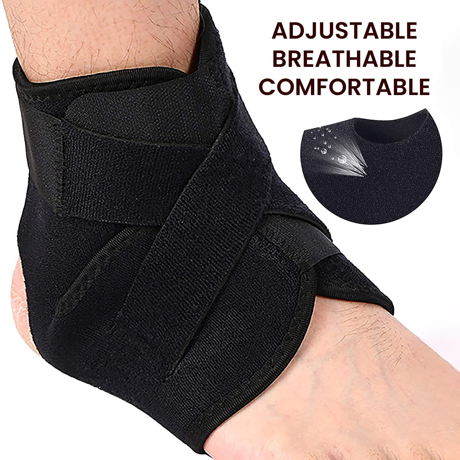 Boldfit Premium Ankle Support Compression Brace For Injuries, Ankle Protection Guard Helpful In Pain Relief And Recovery. Ankle Band For Men & Women Neoprene Black - 1Pcs, Free Size