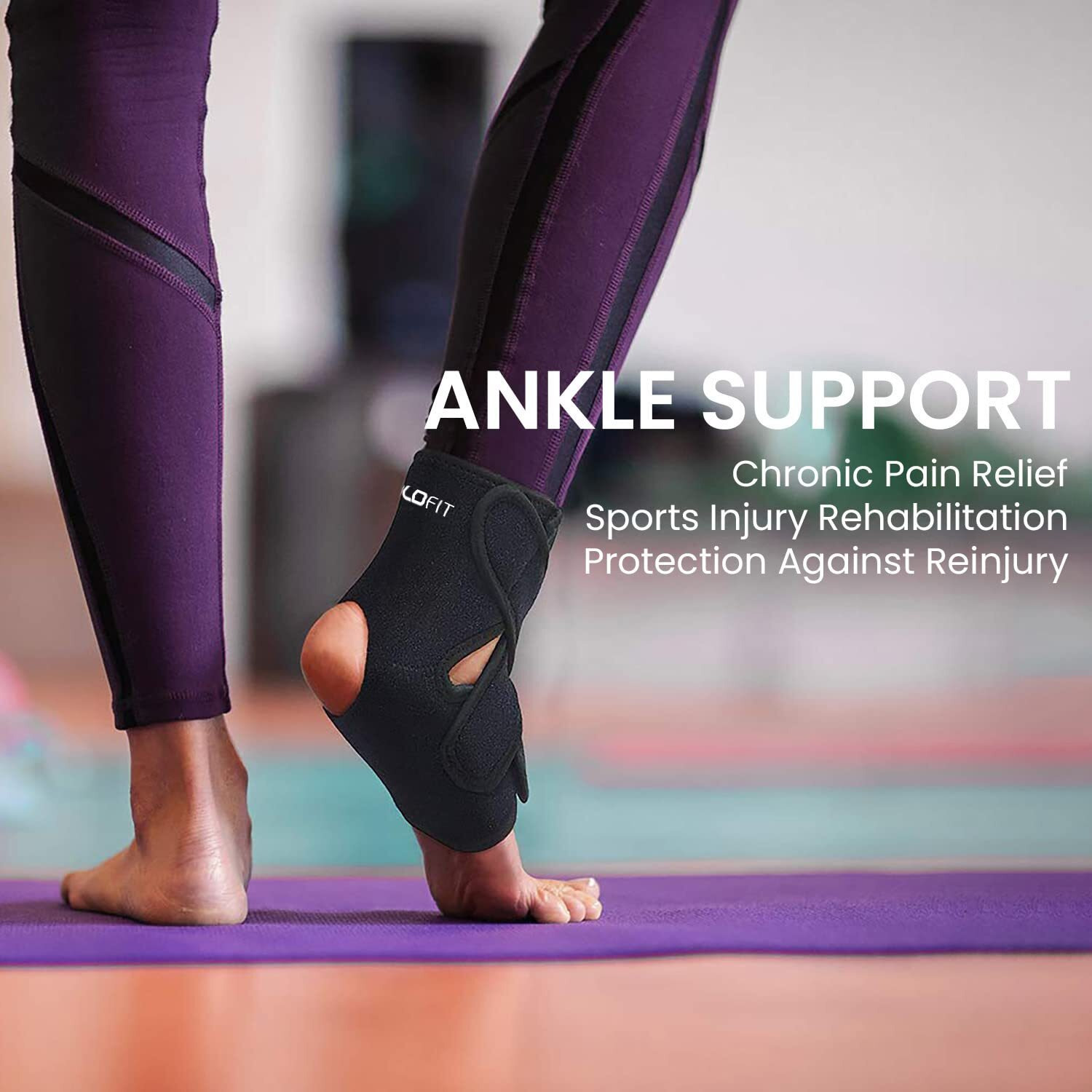 Boldfit Premium Ankle Support Compression Brace For Injuries, Ankle Protection Guard Helpful In Pain Relief And Recovery. Ankle Band For Men & Women Neoprene Black - 1Pcs, Free Size