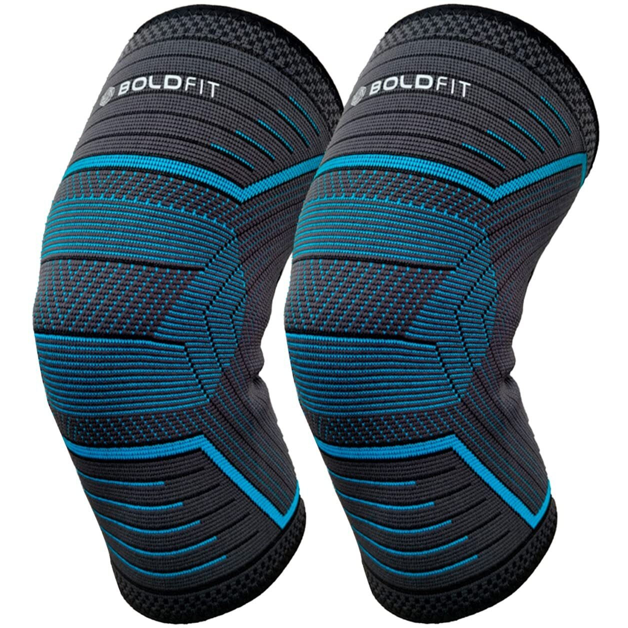 Boldfit Neoprene Knee Support For Men Knee Sleeves Braces Pair For Sports, Workout, Pain Relief, Knee Cap Compression Support, Exercise, Running, Cycling,- 1 Pair (Medium, Bluelinear)
