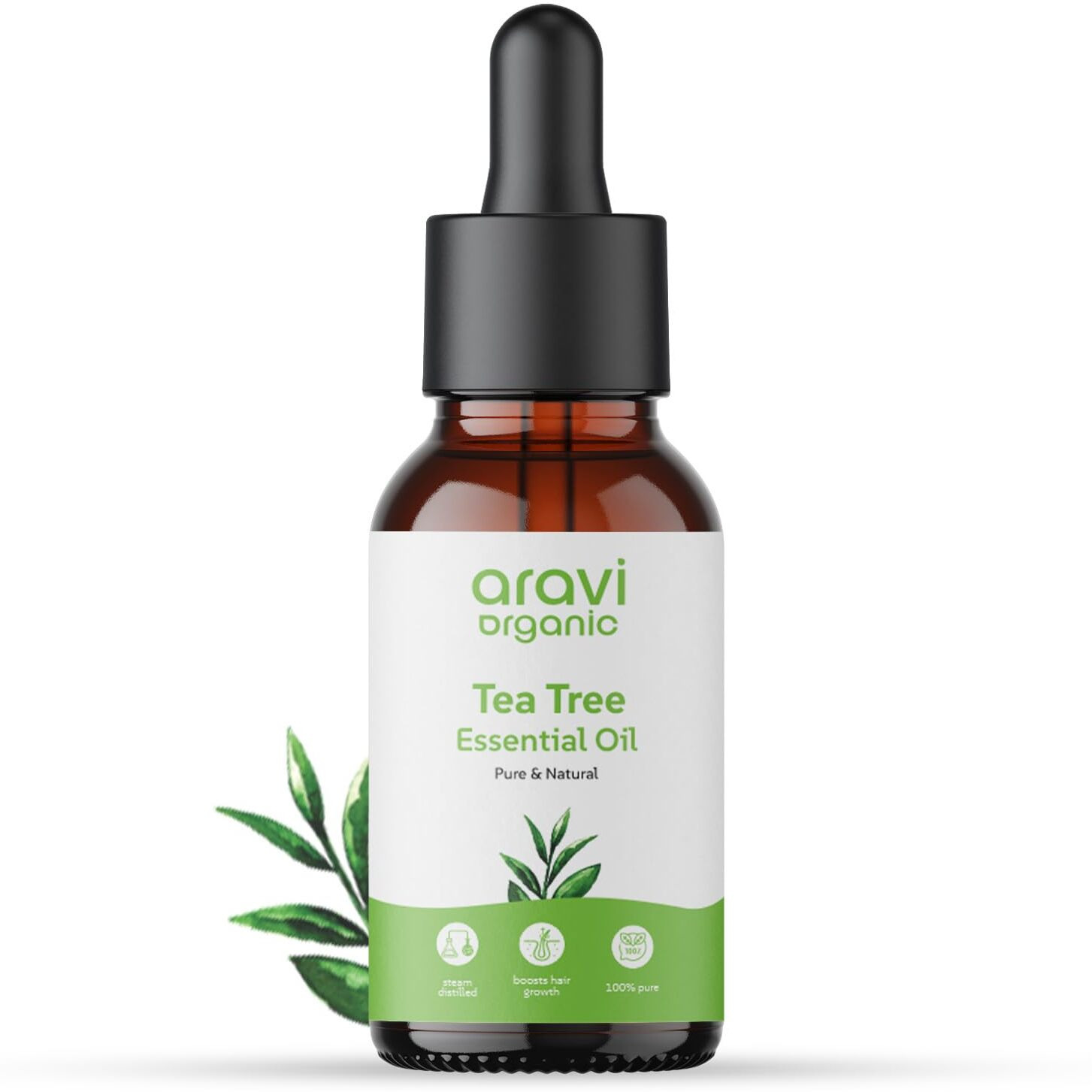 Aravi Organic Tea Tree Essential Oil For Skin, Hair, Face, Acne Care, Dandruff - 100% Pure, Natural And Undiluted - 15 Ml