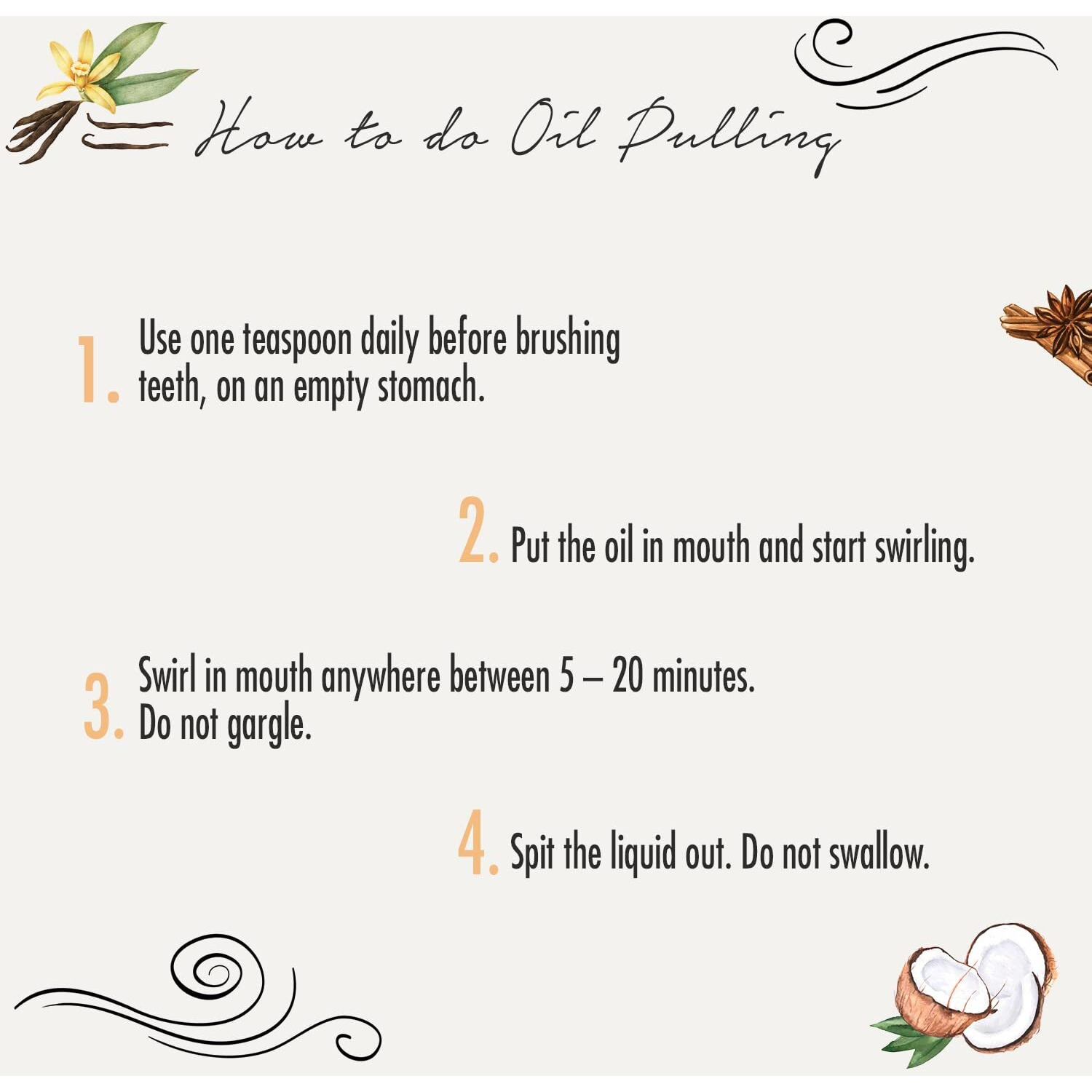 Birdsong Oil Pulling Ayurvedic Dental Mouthwash For Healthier Oral Hygiene, Immunity, Detoxification, Bad Breath Whitens Teeth & Freshens Breath  Vanilla & Cinnamon Flavor - Pack Of 1, 190 Ml