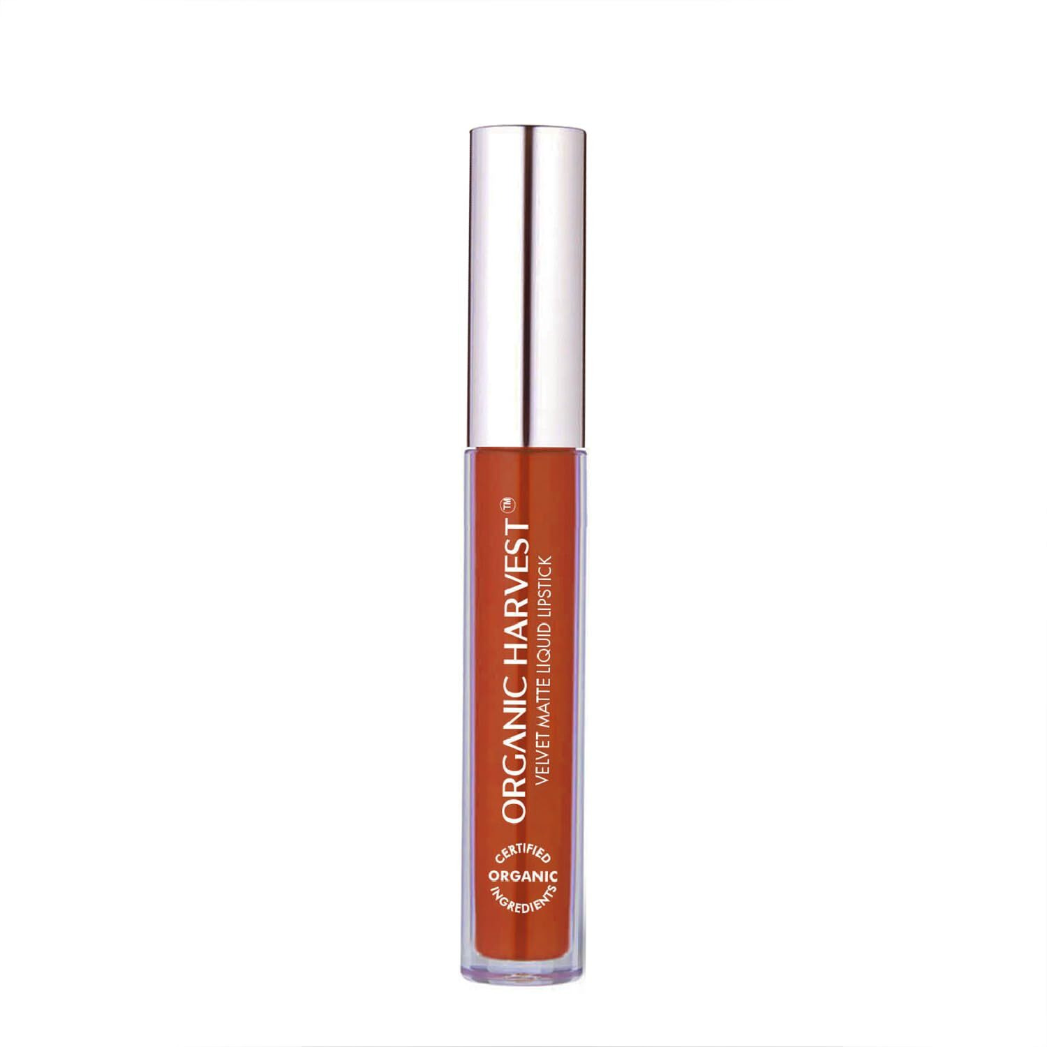 Organic Harvest Velvet Matte Liquid Lipstick - Rich Cocoa | Long-Lasting Brown Lipstick | Waterproof & Smudge-Proof | Transfer-Proof Hydrating Formula | Certified Organic | Cruelty-Free & Vegan, 2.6Ml