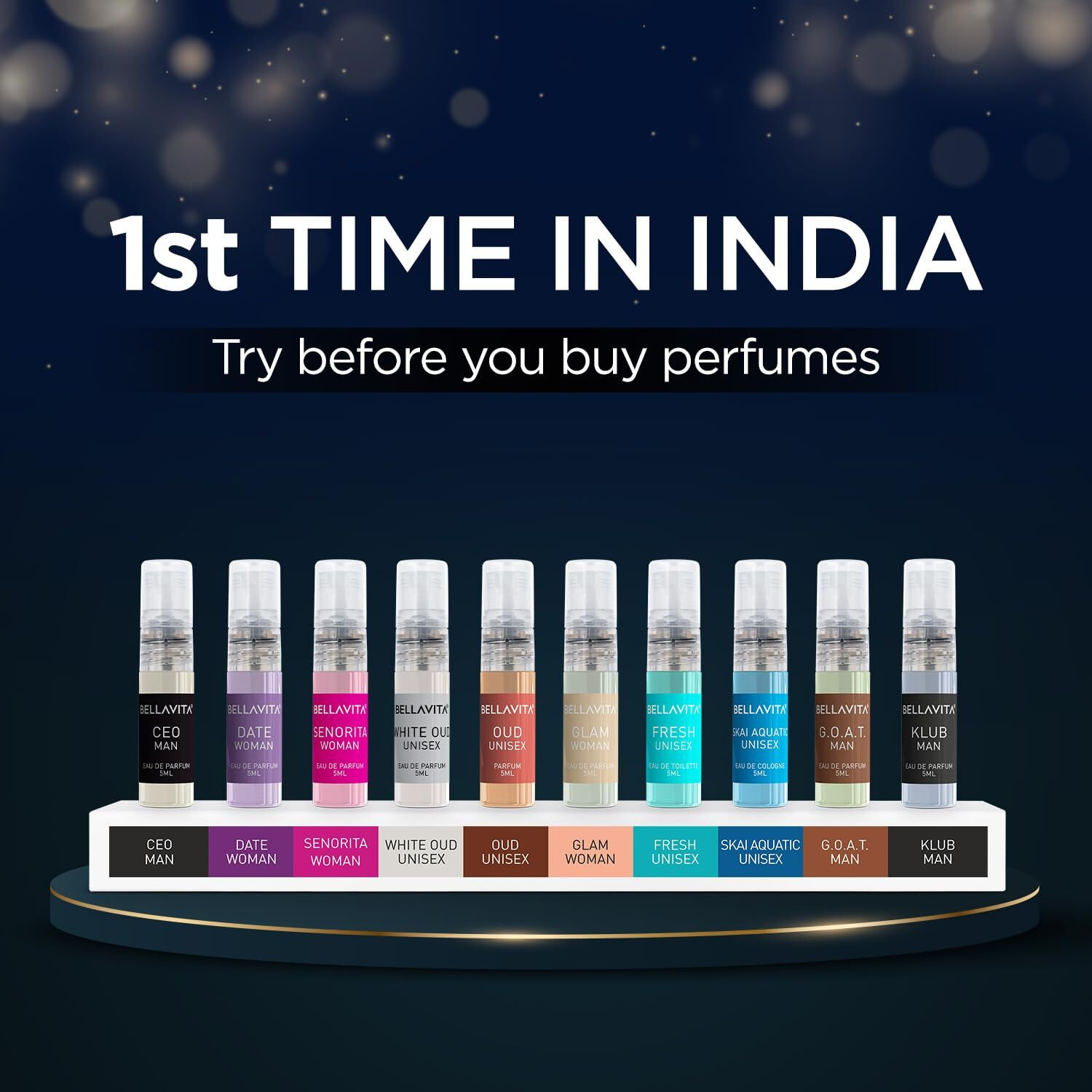 Bella Vita Luxury Men & Women Trial Pack Of 10 X 5Ml Pocket Aerosol Perfumes Unisex Fresh Scent Fragrance Mix Of Edp, Edt & Edc Long Lasting Perfume Sweet, Floral, Woody, Musky & Spicy