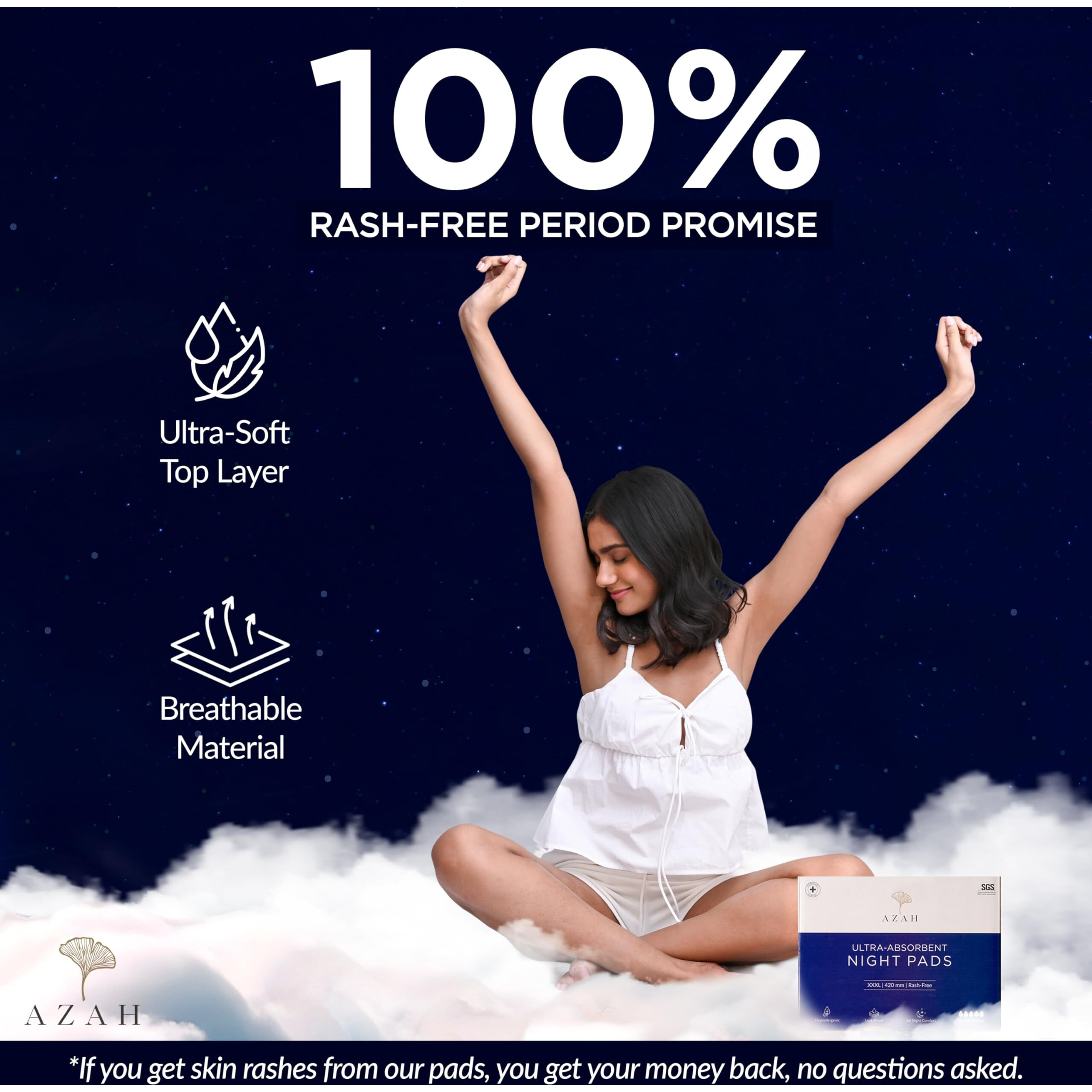 Azah Xxxl Sanitary Napkins For Women [Pack Of 12] | Extra Large Night Pads | Cottony Soft Sanitary Pads For Women | Xxxl Pads For Women | Leak Proof For Overnight Protection | Extra Long & Wide Back