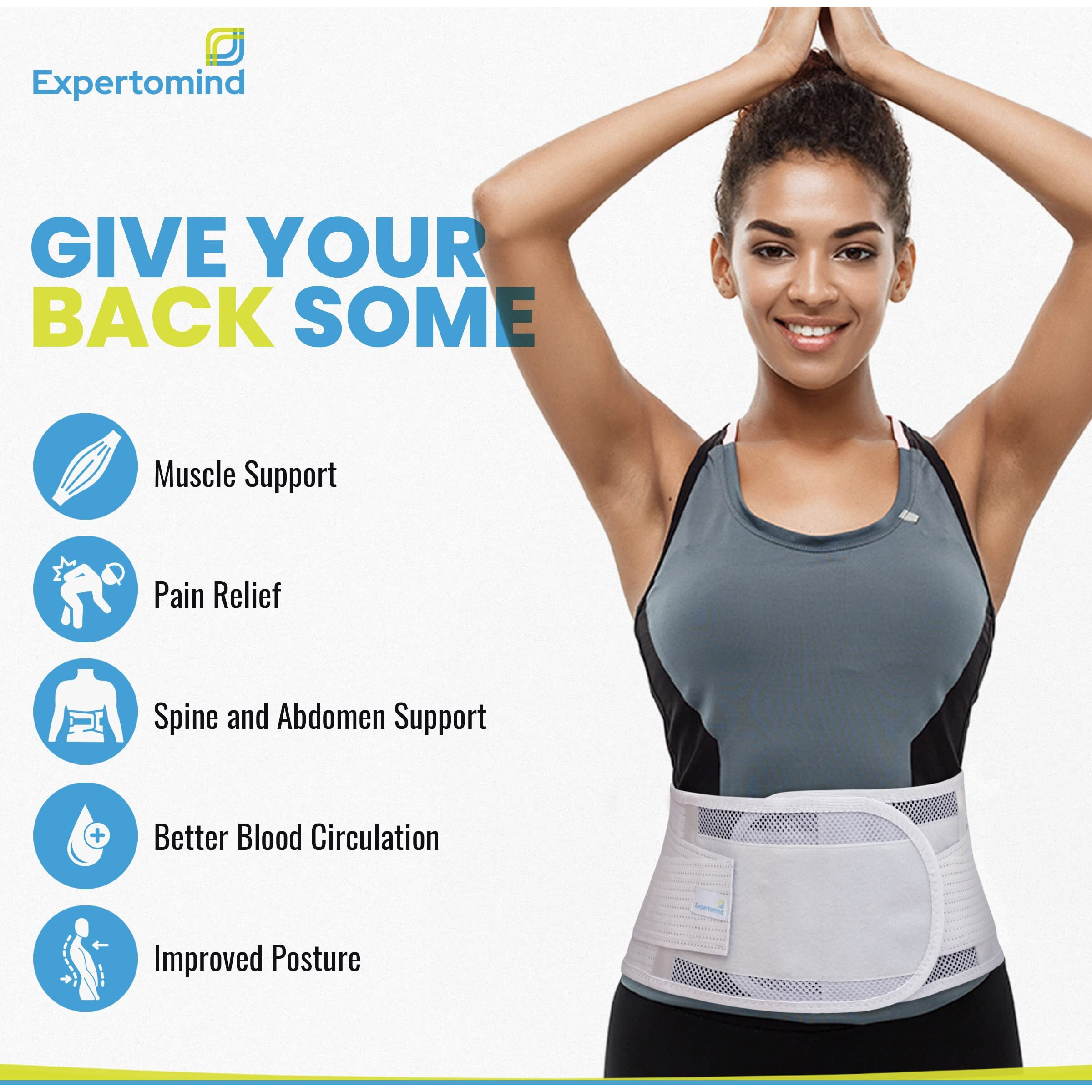 Expertomind Waist Support Belt | Waist Support For Back Pain | Waist Support Belt | Waist Support For Men & Women | Waist Belt For Pain Relief | Xl