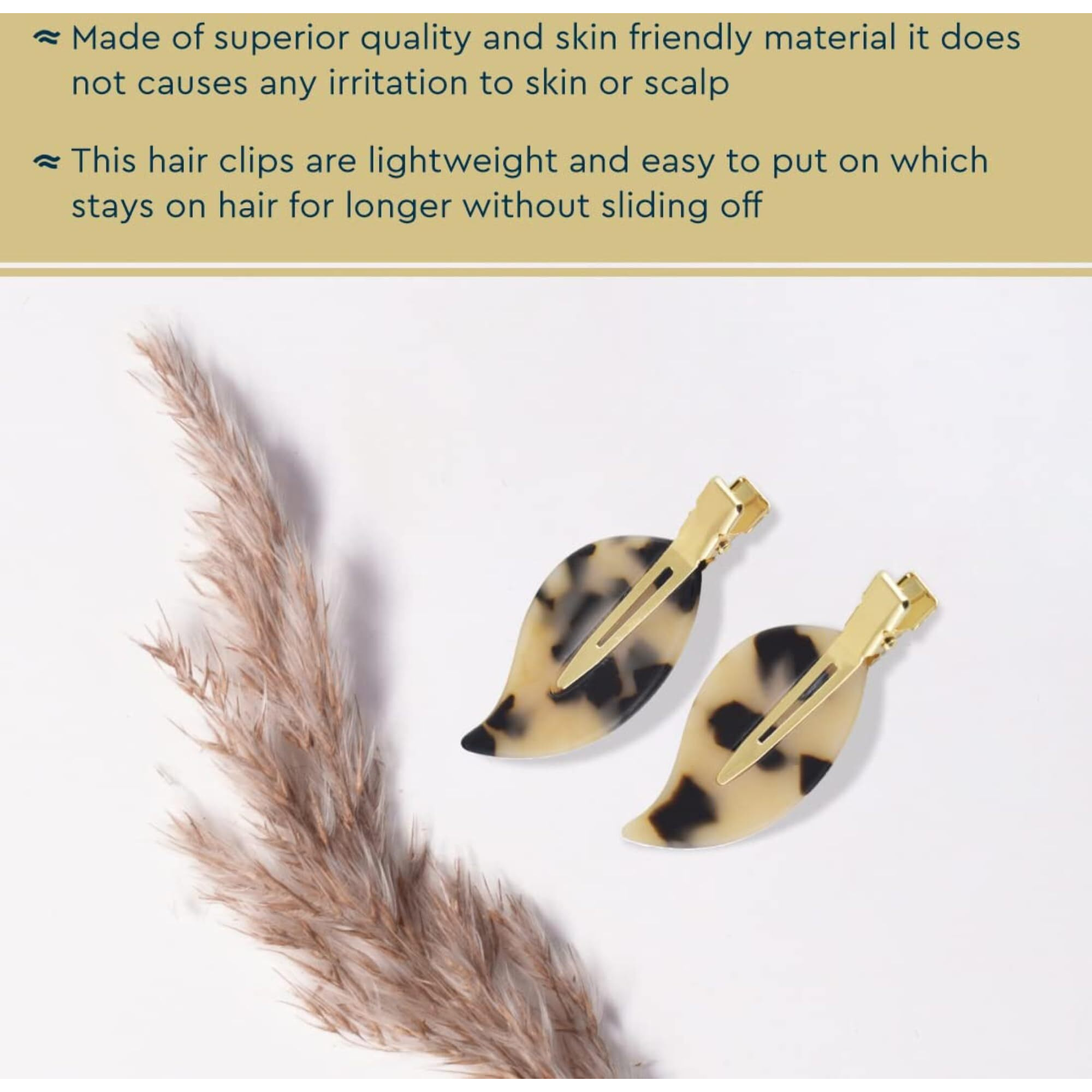 Gubb Caramel Delight Leaf Hair Clips Set For Girls & Women | Hair Clips/Pins/Hair Accessories For Girls & Women (2 Piece Hair Clips)