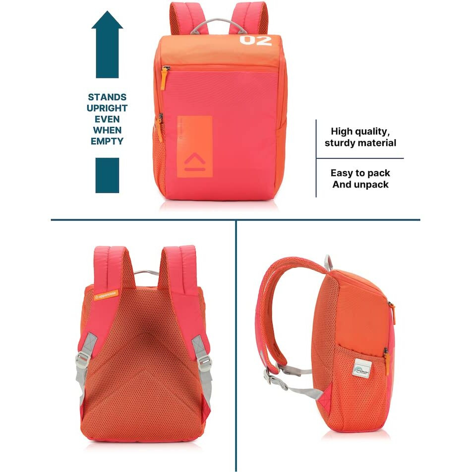 Uppercase 17L Daypack | School Backpack | 3X More Water Resistant Sustainable School Bag | Rain-Proof Zippers | Office Bag/College Bag For Men | Women | Boys & Girls | 750 Days Warranty (Orange)