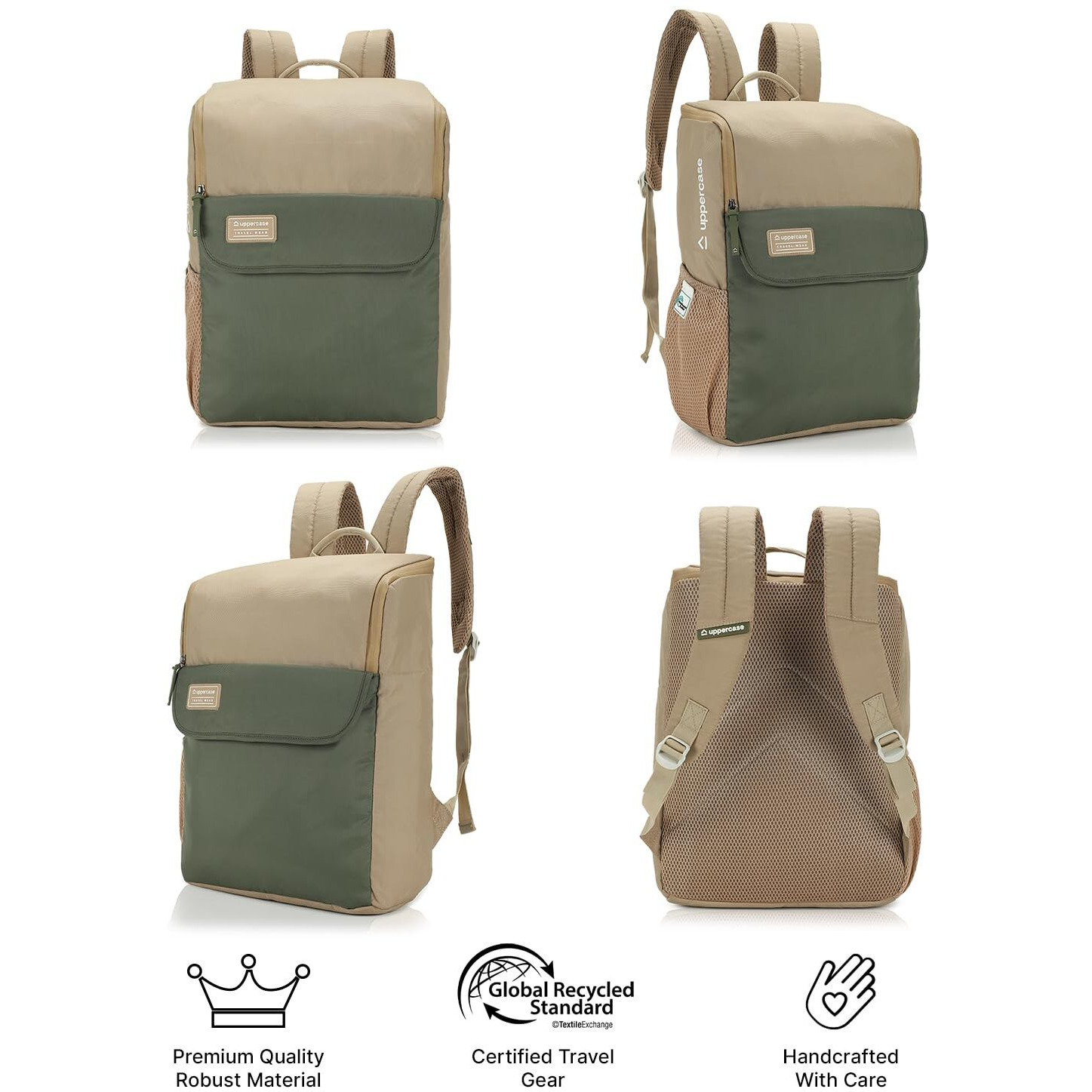 Uppercase 17L Daypack | School Backpack | 3X More Water Resistant School Bag | Office Bag/College Bag For Men | Women | Boys & Girls | 750 Days Warranty (Beige)