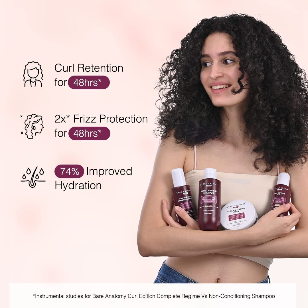 Bare Anatomy Curl-Boosting Cream Leave-In Conditioner | Get Curls With 2X Frizz Protection | Enriched With Coconut Oil, Hyaluronic Acid & Castor Oil | Get Smoother, Healthy & Glossy Hair | 140Ml