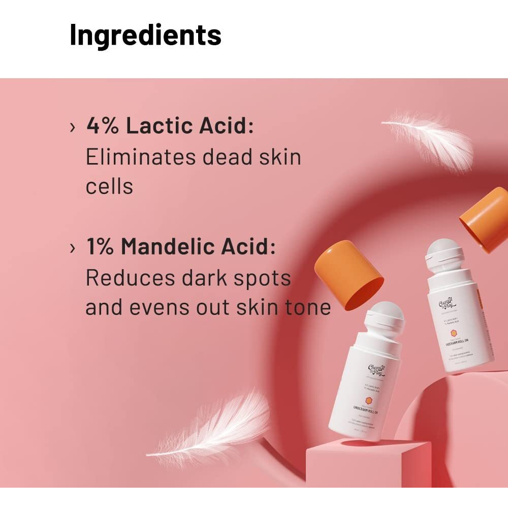 Chemist At Play Underarm Roll-On With 5% Lactic Acid & 1% Mandelic Acid | Prevents Odour, Brightens Skin & Exfoliates Underarm | Peach Fragrance | Alcohol & Aluminium Free | 40Ml (Pack Of 2)