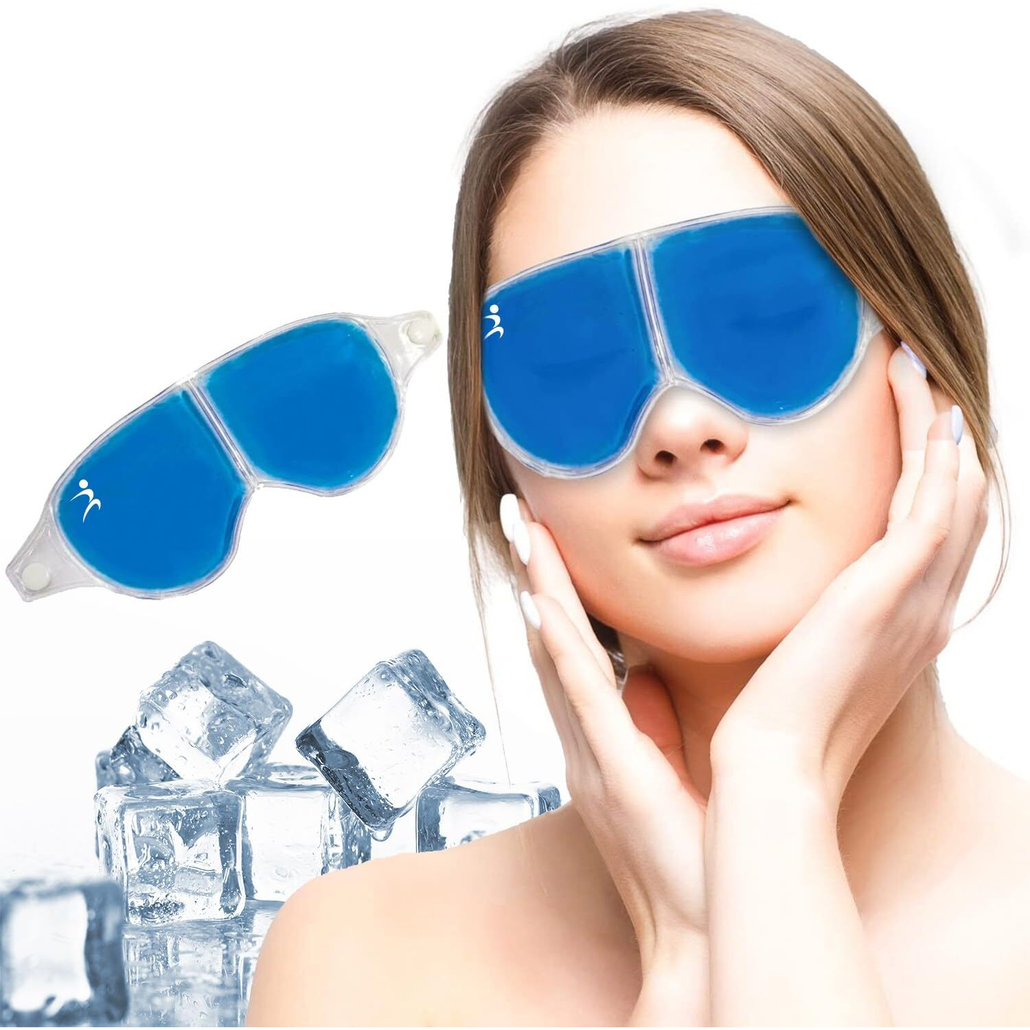Vfk By Trendy Home Eye Mask With Cooling Gel For Sleeping, Eye Mask For Dark Circles, Dry Eyes, Pain Relief, Eye Relaxing, Eye Patches, Eye Cooling Reusable Gel Pad With Stretchable Band (Blue)