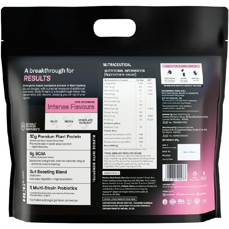 Ace Blend Intense 30G A-Grade Plant Based Protein Powder| 15 Servings | Pink Guava Flavor | Packed With Probiotics, Fiber, 6G Bcaa | 95%+ Bioavailable | Supports Lean Muscle Growth & Recovery