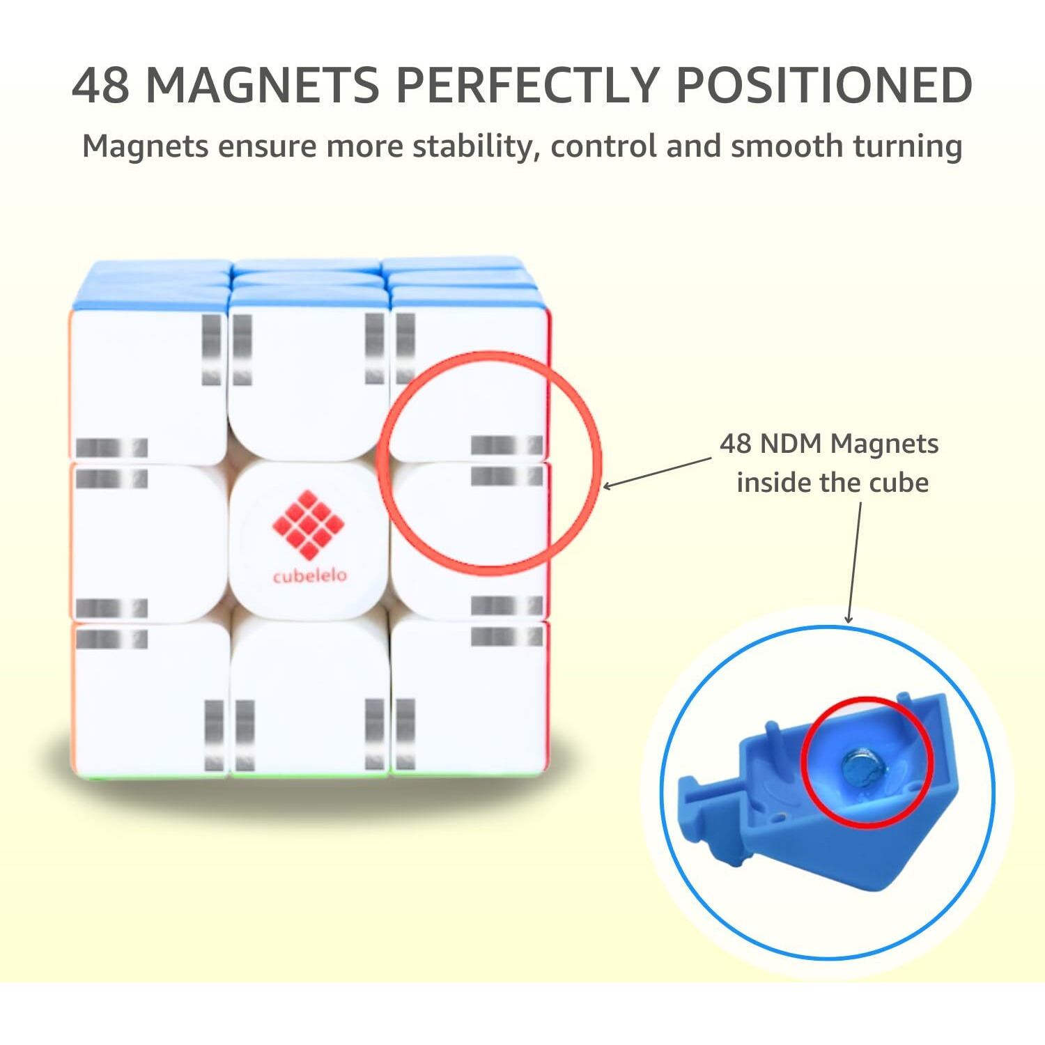 Cubelelo Drift 3M 3X3 (Magnetic) Stickerless Speed Cube | Enhances Auto-Alignment & Fast Turning With 48 Ndm Magnets | Brainteaser Stress Buster Brainstorming Puzzle For Kids & Adults