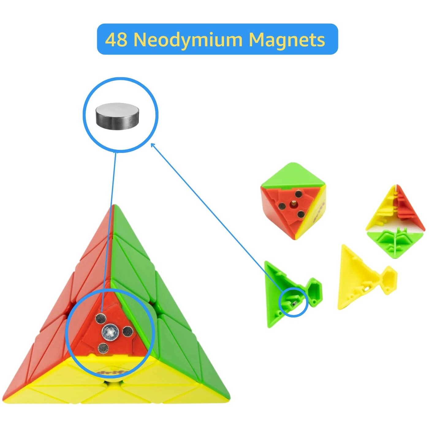 Cubelelo Drift Pyraminx M (Magnetic) | Stickerless Pyramid Triangle High Speed Puzzle For Kids And Adults | Magic Speedy Brainstorming Stressbuster Multicolor Cube